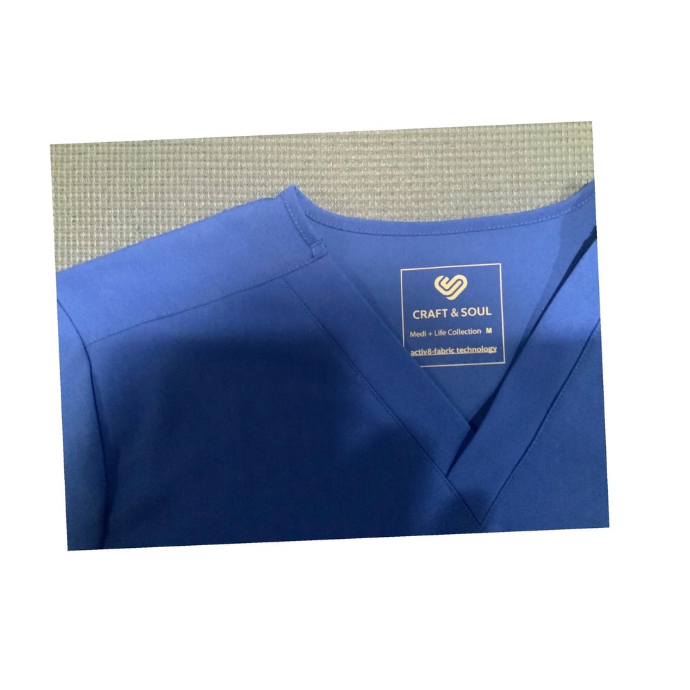 Craft & Soul15 Mens Medi + Life Collection V-Neck Scrub Top Blue Medium M - Picture 2 of 2